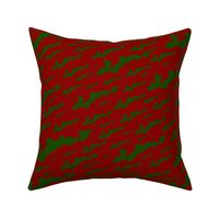 Fishers Island, NY - Silhouette (Forest Green on Red)