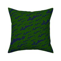 Fishers Island, NY - Silhouette (Navy Blue on Forest Green)