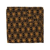 ART DECO FLOWERS - LOOSE LINES, ORANGE GOLD ON  BLACK