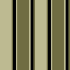 Back to Nature Green, Dark Back to Nature Green, and Black Vertical Thin and Thick Stripes