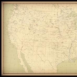 USA vintage map in neutral colors, large FQ