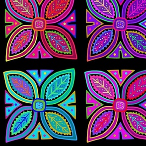 Kuna Indian Tribal Folk Art Flowers - Design 9532687