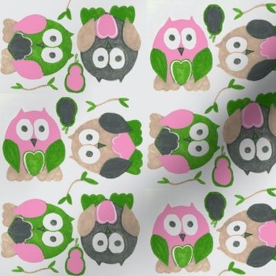 Short Legged Owls in Pink