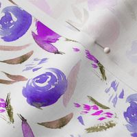 Watercolor lovely roses in shades of purple ♥ painted florals 