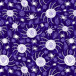 White Spiders on Purple