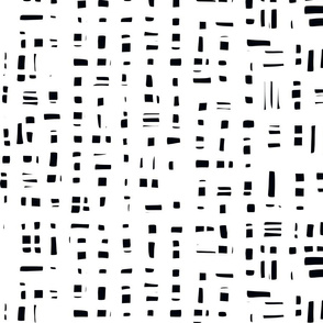 Abstract black and white graphic broken grid