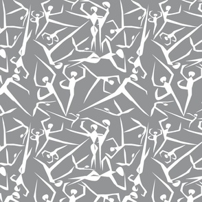 Geometric dancers white on gray