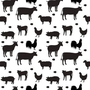 Farm Animals Black White Sm