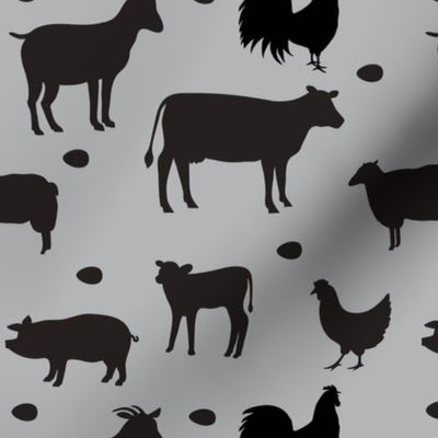 Farm Animals Gray Black Med