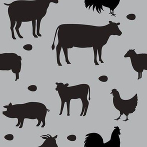 Farm Animals Gray Black Med