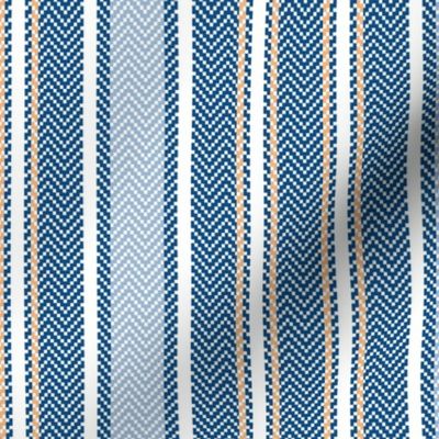 Classic Blue Ticking Stripe with Peach Accent