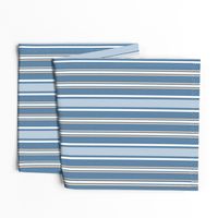 Classic Blue Ticking Stripe with Peach Accent