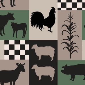 Farm Life Patch Green Taupe Black Lge