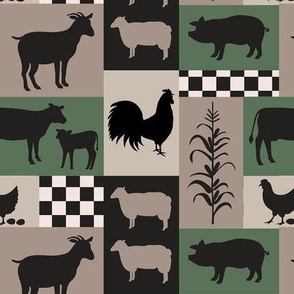 Farm Life Patch Green Taupe Black Sm