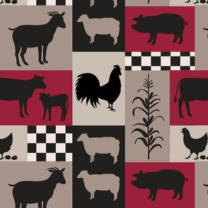 Farm Life Patch Red Taupe Black SM