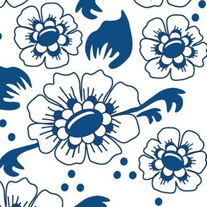 Classic Blue and White Delft Inspired Flowers