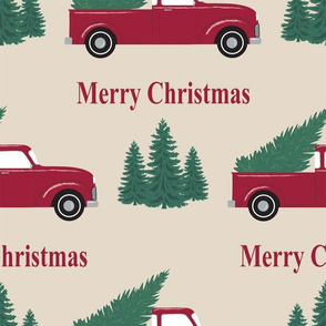 Christmas Red Pickup Truck Large