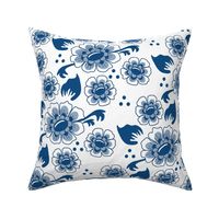 Classic Delft Inspired Flowers in Classic Blues