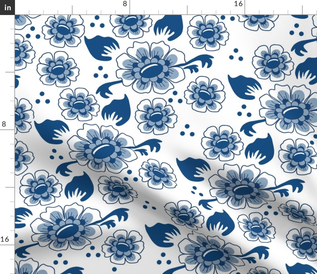 Classic Delft Inspired Flowers in Classic Blues