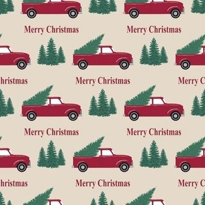 Christmas Red Pickup Truck Trees Small