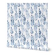 Classic blue magic leaves ★ watercolor nature branches for modern home decor, bedding, nursery