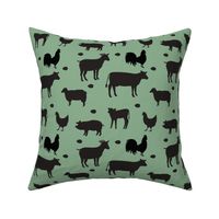 Farm Animals Black Sage Green Med