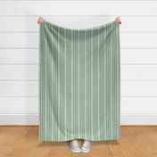 Ticking Two Stripe in Forest Green with Peach Accents