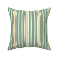 Ticking Two Stripe in Forest Green with Wide Peach Stripe