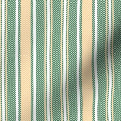 Ticking Two Stripe in Forest Green with Wide Peach Stripe