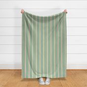 Ticking Two Stripe in Forest Green with Wide Peach Stripe