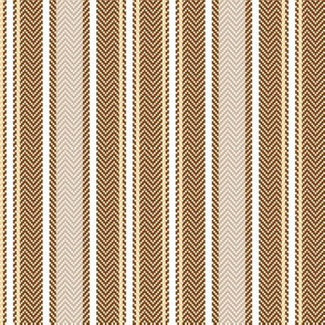 Ticking Two Stripe in Chocolate Brown with Peach Accents