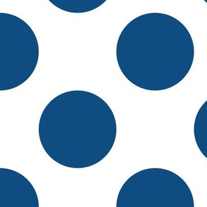 Three Inch Classic Blue Polka Dots on White