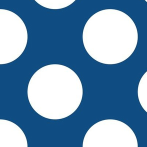 Three Inch White Polka Dots on Classic Blue