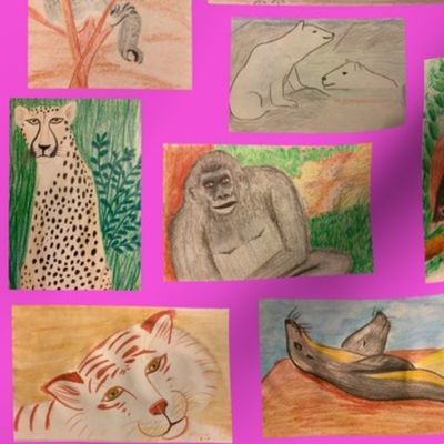 Lg. Trip to the Zoo on Pink by DulciArt, LLC