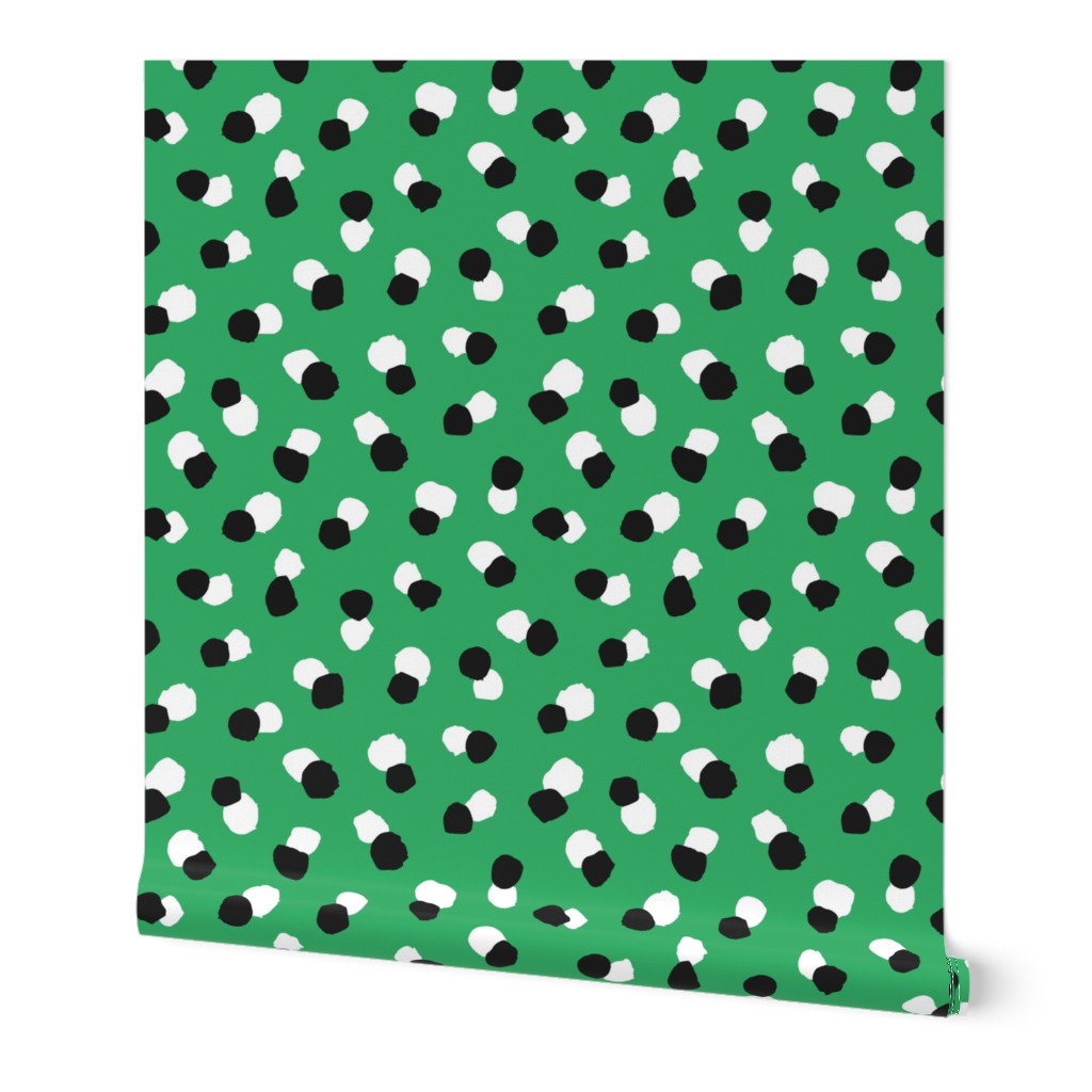 Abstract spots and dots abstract animal print trend St Patrick's Day design black and white irish green