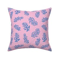 Delicate garden raw brush branch Scandinavian style winter classic blue pink