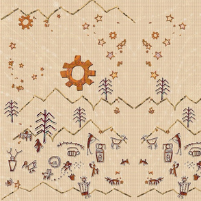 Petroglyphs on Burlap 24x36