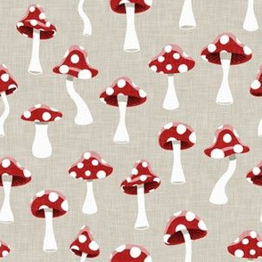 Red and White Mushrooms - beige - LAD19