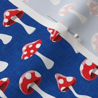 Red and White Mushrooms - royal blue - LAD19