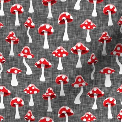 Red and White Mushrooms - grey - LAD19