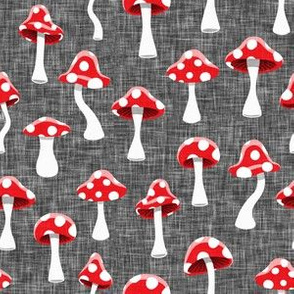 Red and White Mushrooms - grey - LAD19