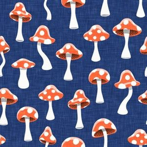 Red and White Mushrooms - blue - LAD19
