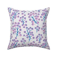 Delicate garden snow berries and poppy seeds classic autumn winter classic blue pink