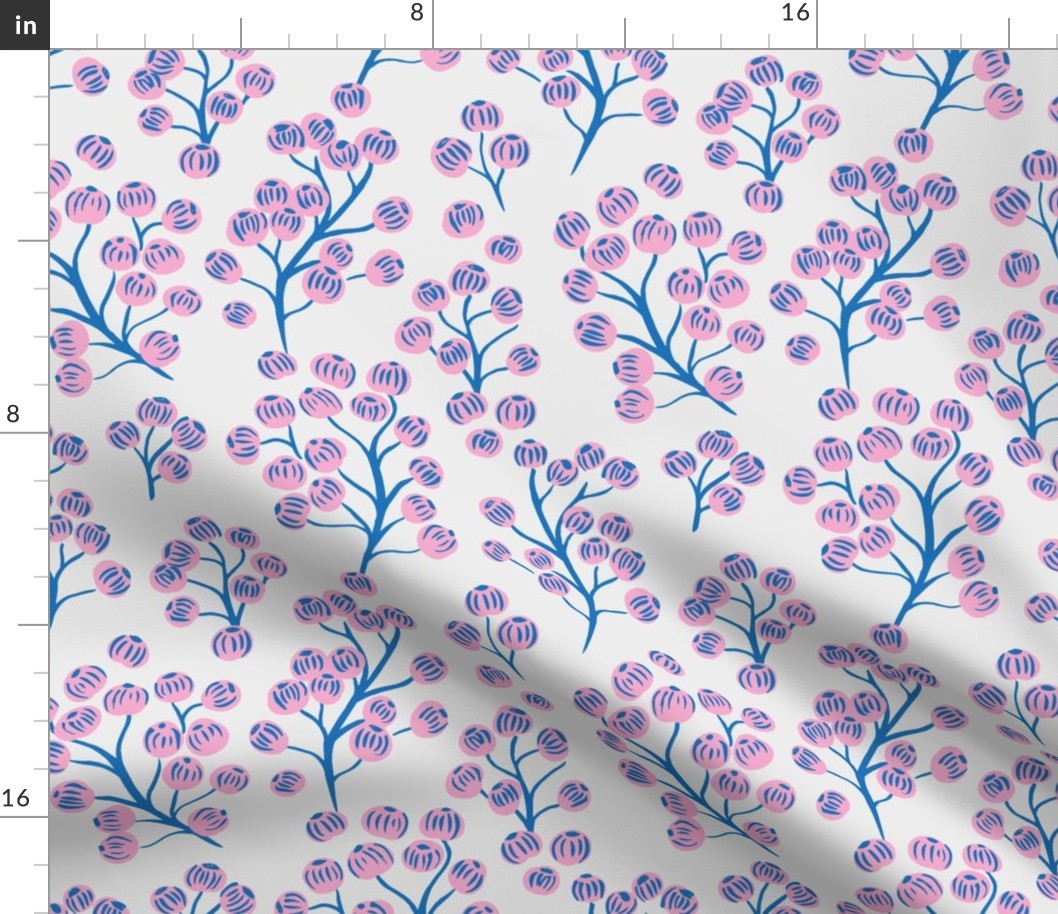 Delicate garden snow berries and poppy seeds classic autumn winter classic blue pink