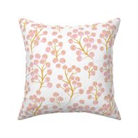 Delicate garden snow berries and poppy seeds classic spring summer golden yellow pink