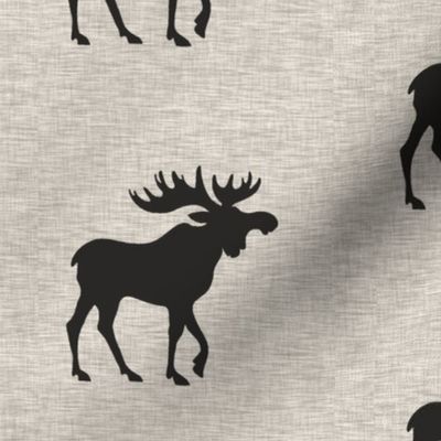 Moose in 6” repeat - northwoods black on cream linen