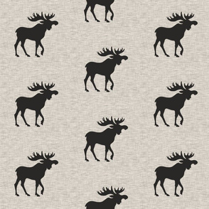 Moose in 6” repeat - northwoods black on cream linen