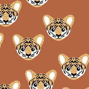 Little baby tiger safari jungle animal portrait friends illustration neutral rust ochre LARGE