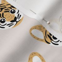 Little baby tiger safari jungle animal portrait friends illustration neutral soft beige gray ochre yellow LARGE