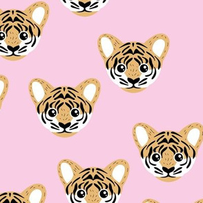 Little baby tiger safari jungle animal portrait friends illustration neutral golden yellow pink girls LARGE